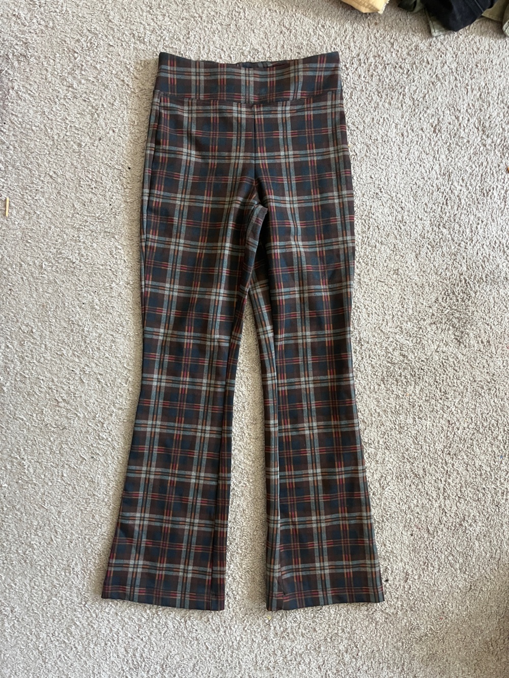 Plaid Wide Leg Pants in Navy and Red